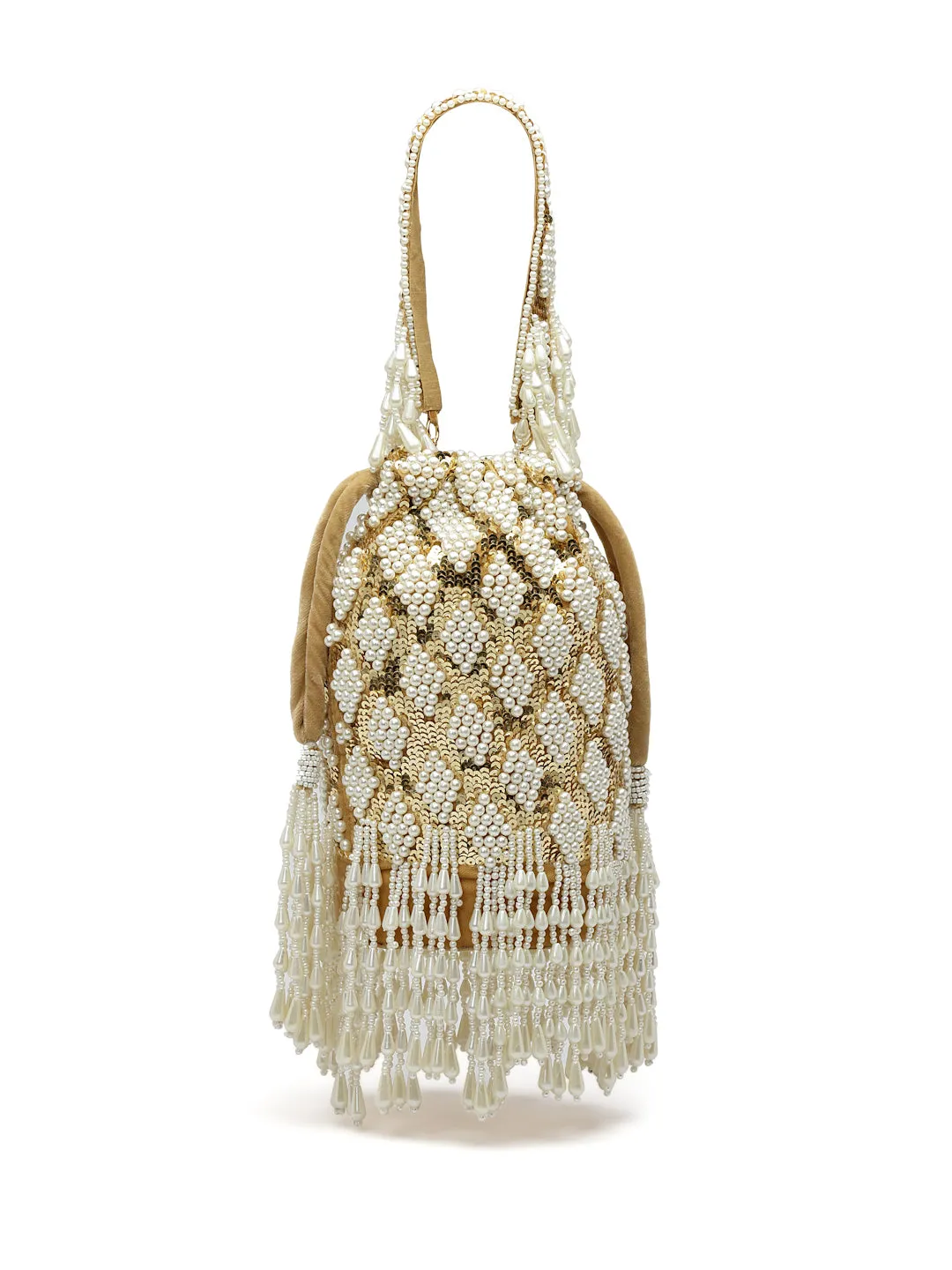 Dangle Diamond Embellished Velvet Potli