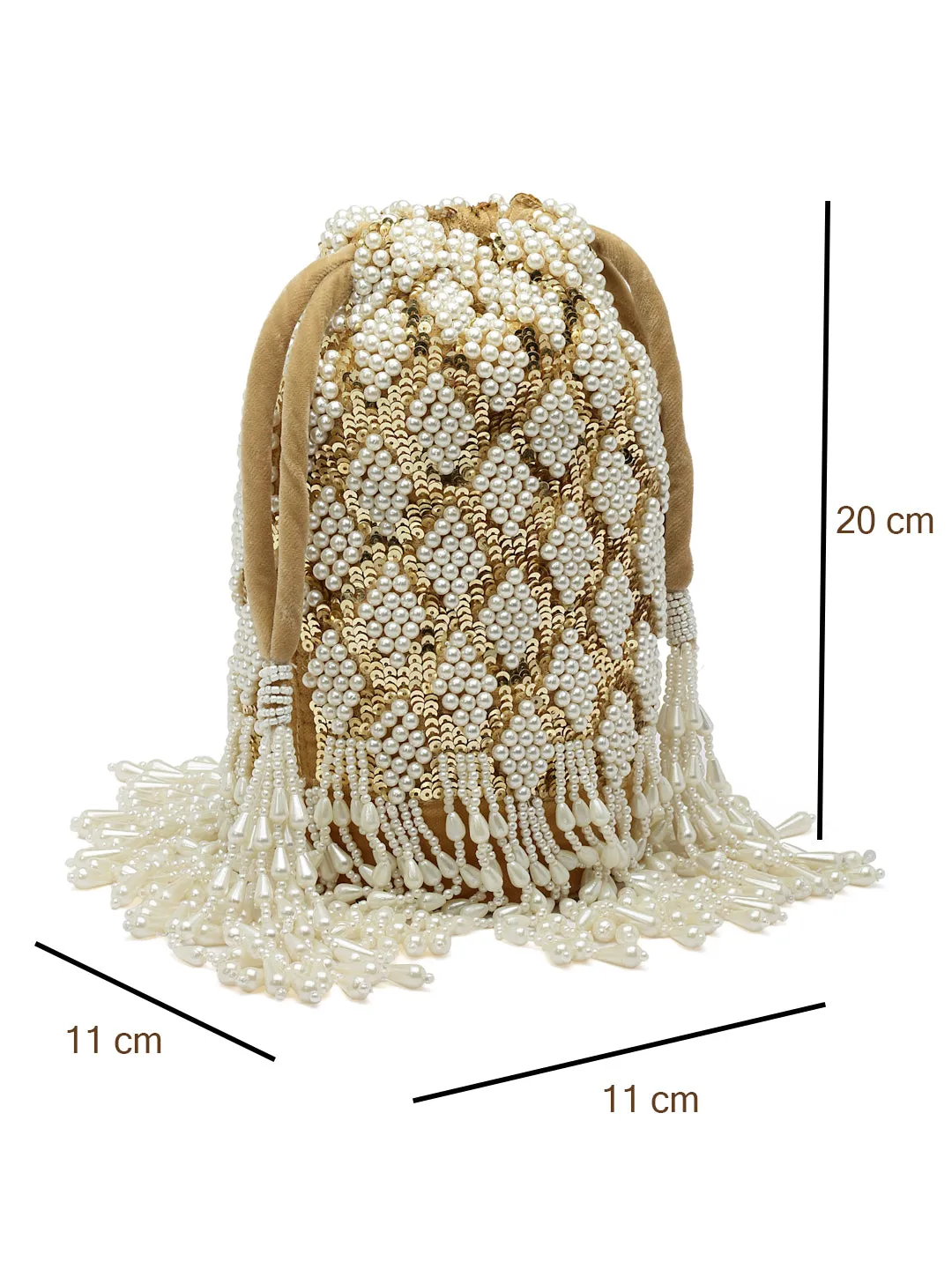 Dangle Diamond Embellished Velvet Potli