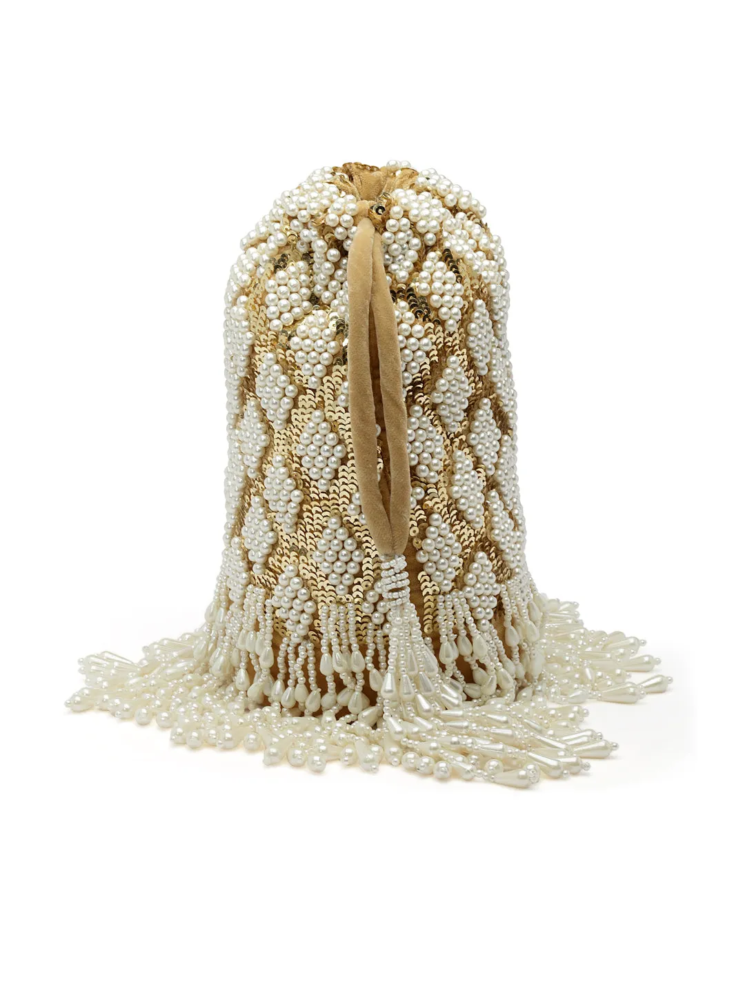 Dangle Diamond Embellished Velvet Potli