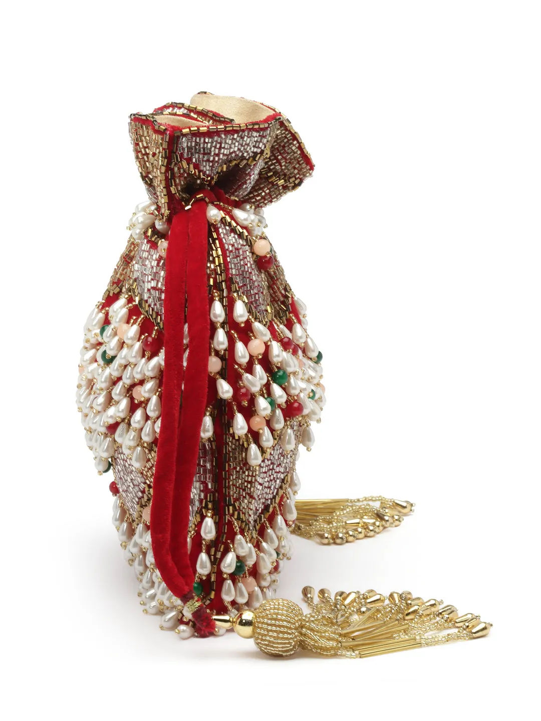 Dangle Embellished Velvet Potli