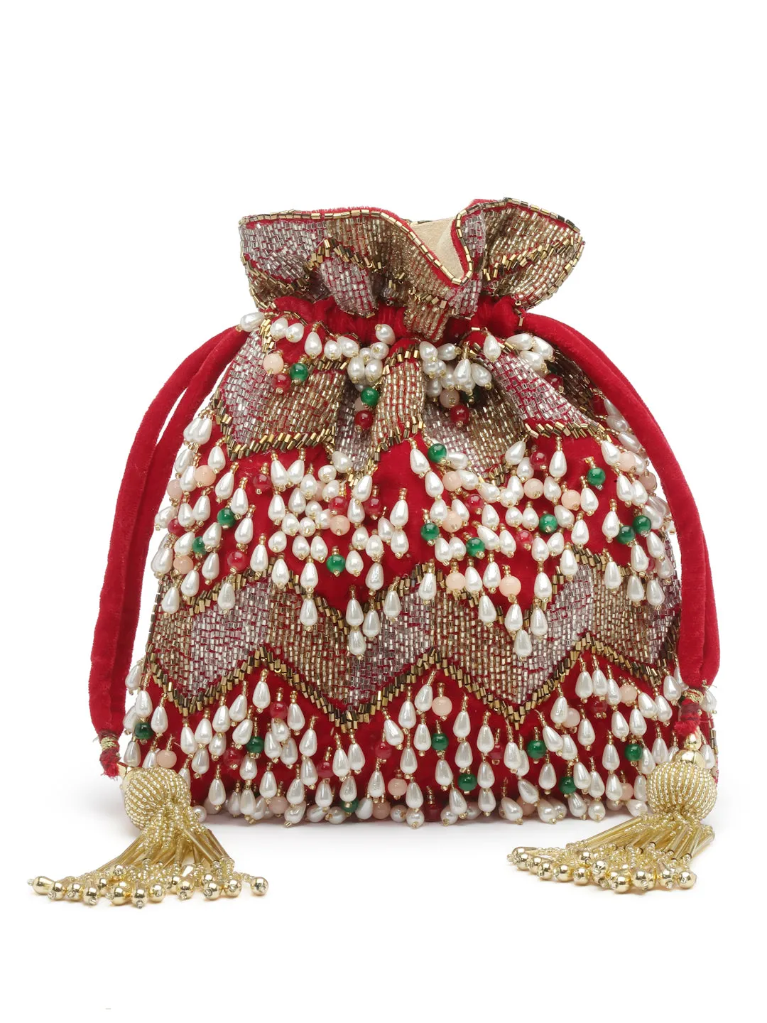 Dangle Embellished Velvet Potli
