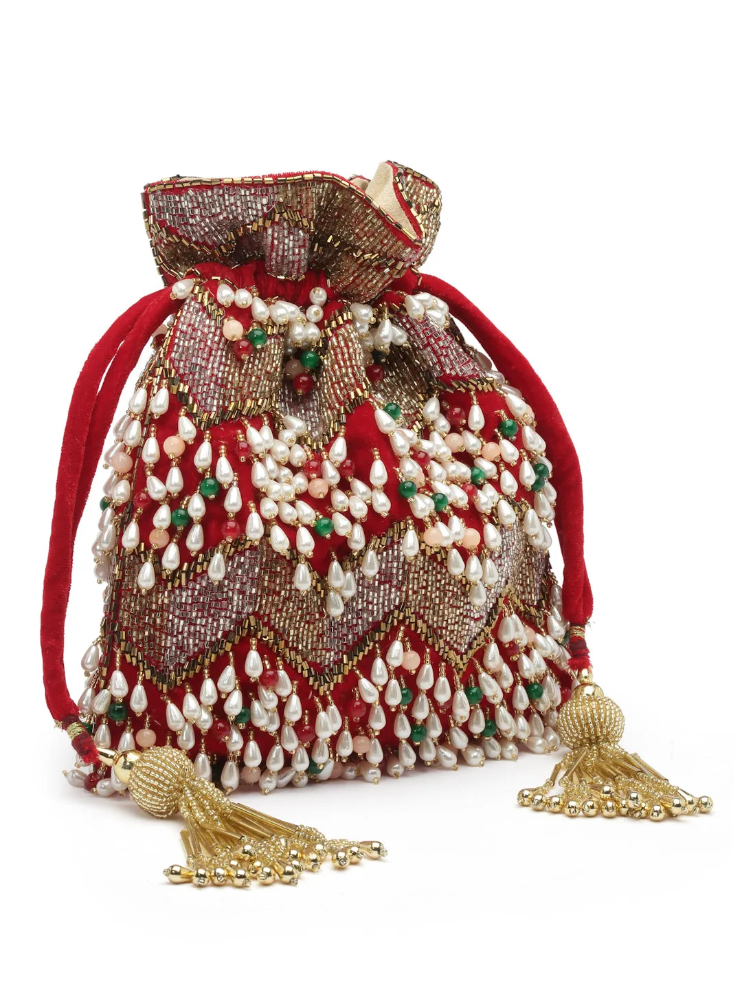 Dangle Embellished Velvet Potli