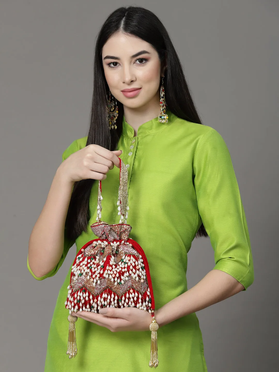 Dangle Embellished Velvet Potli