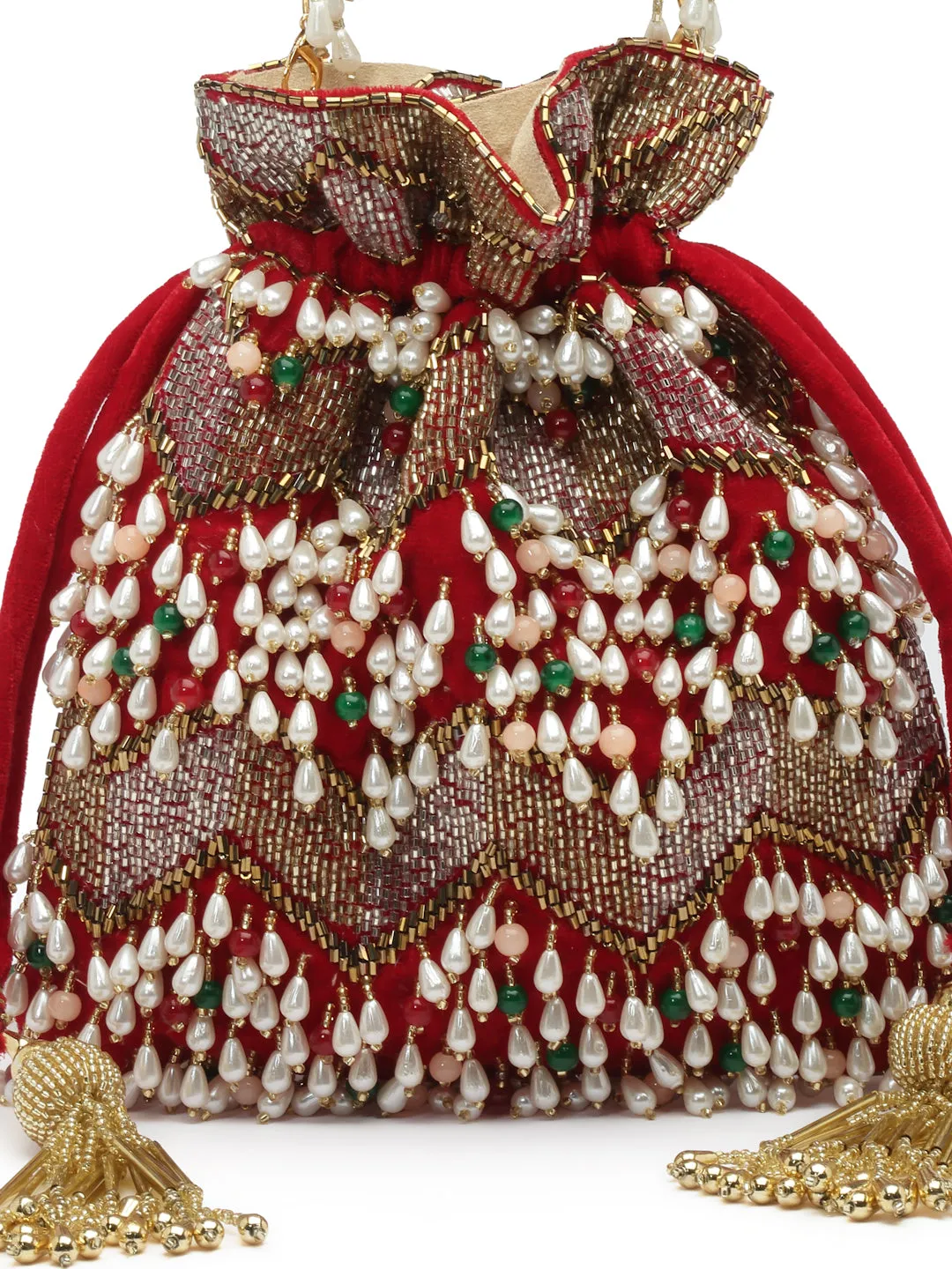 Dangle Embellished Velvet Potli