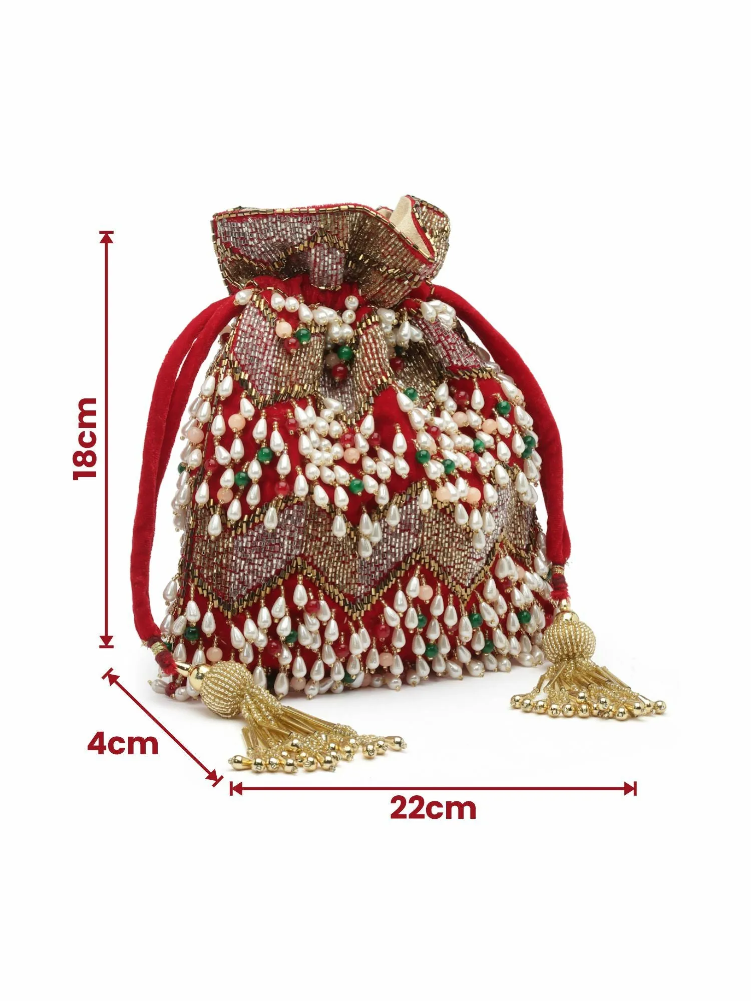 Dangle Embellished Velvet Potli