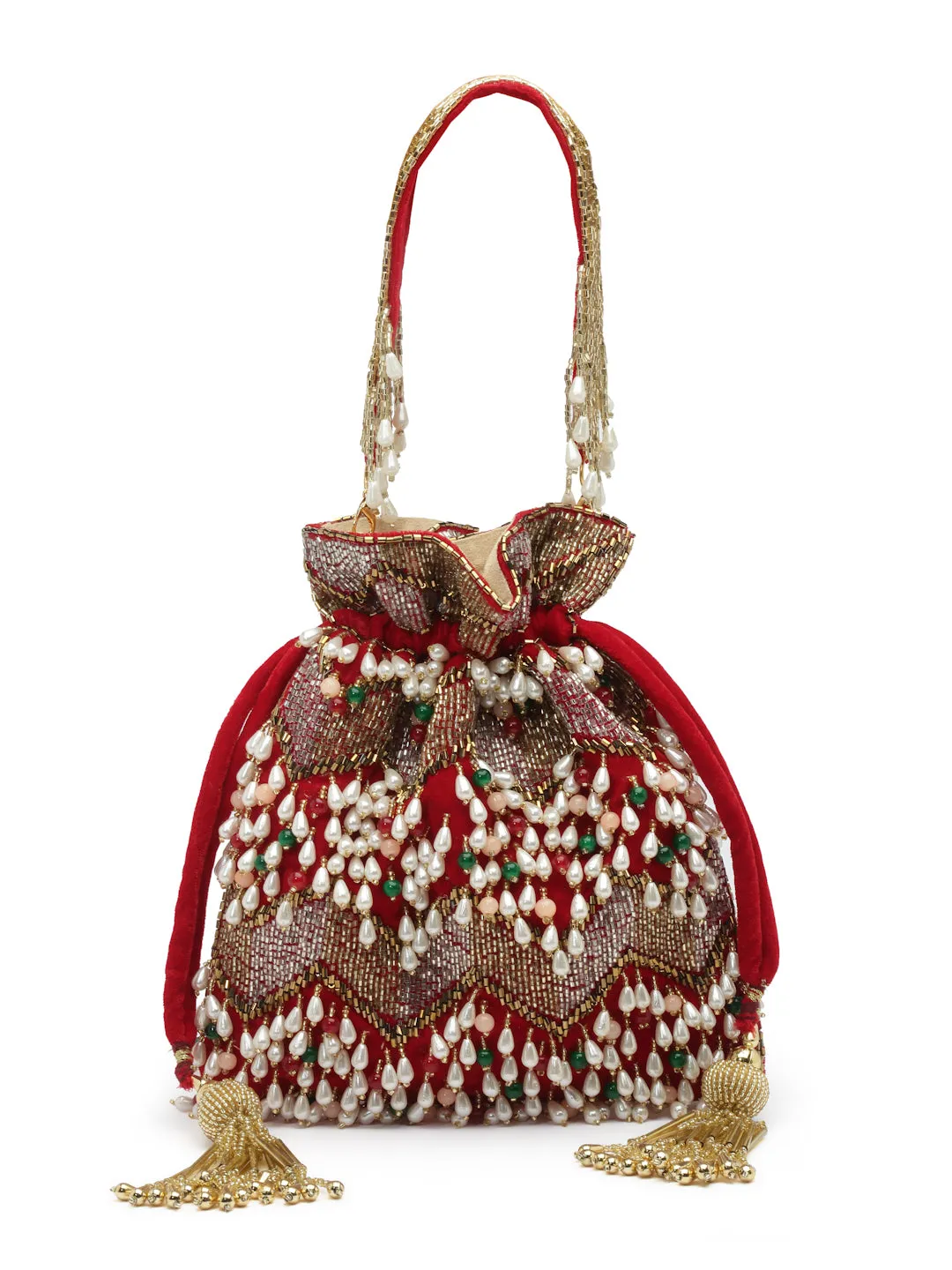 Dangle Embellished Velvet Potli