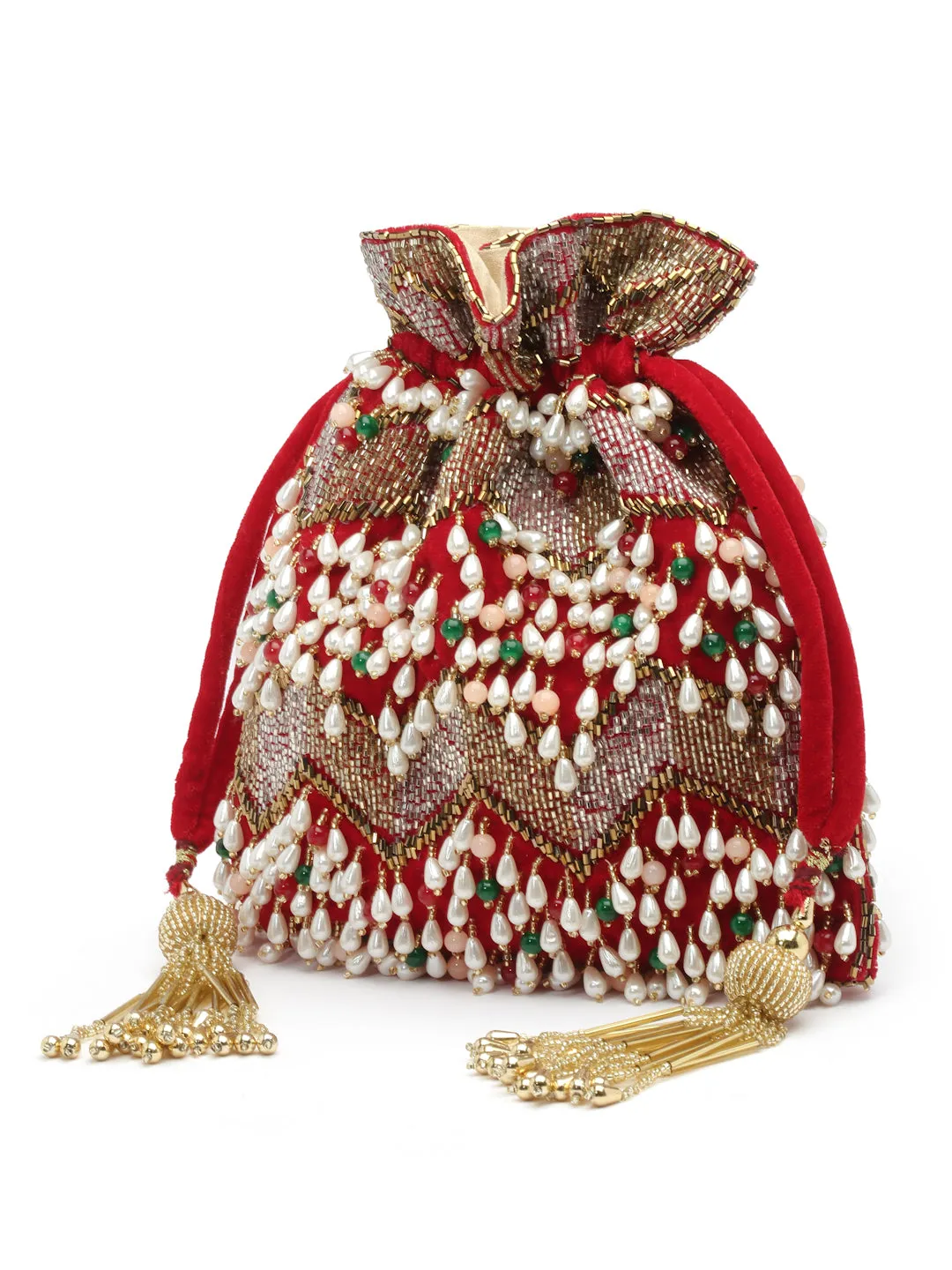 Dangle Embellished Velvet Potli