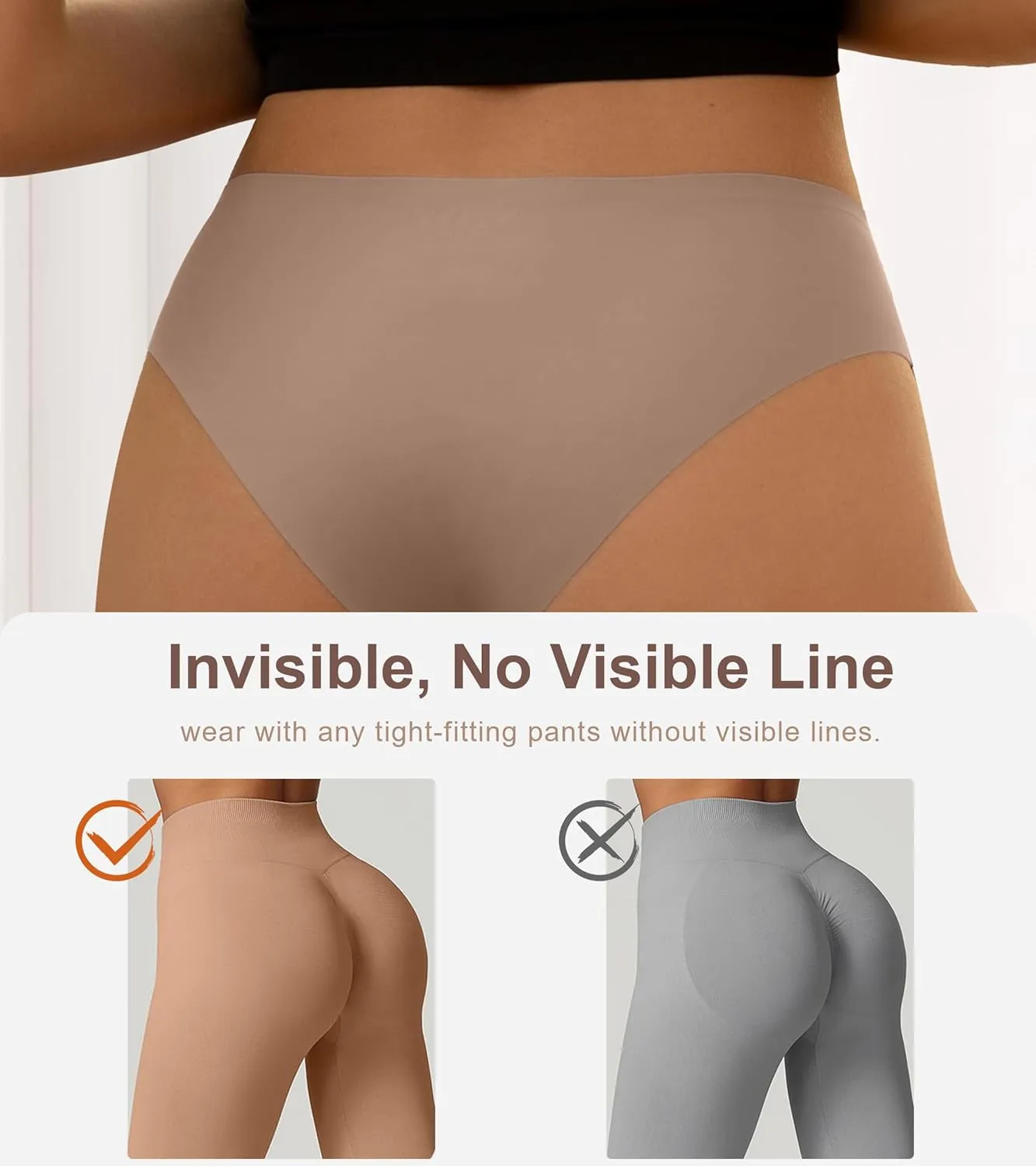 DEANGELMON Seamless Underwear for Women No Show Bikini Panties Comfortable Stretch Invisible Ladies Hipster Briefs
