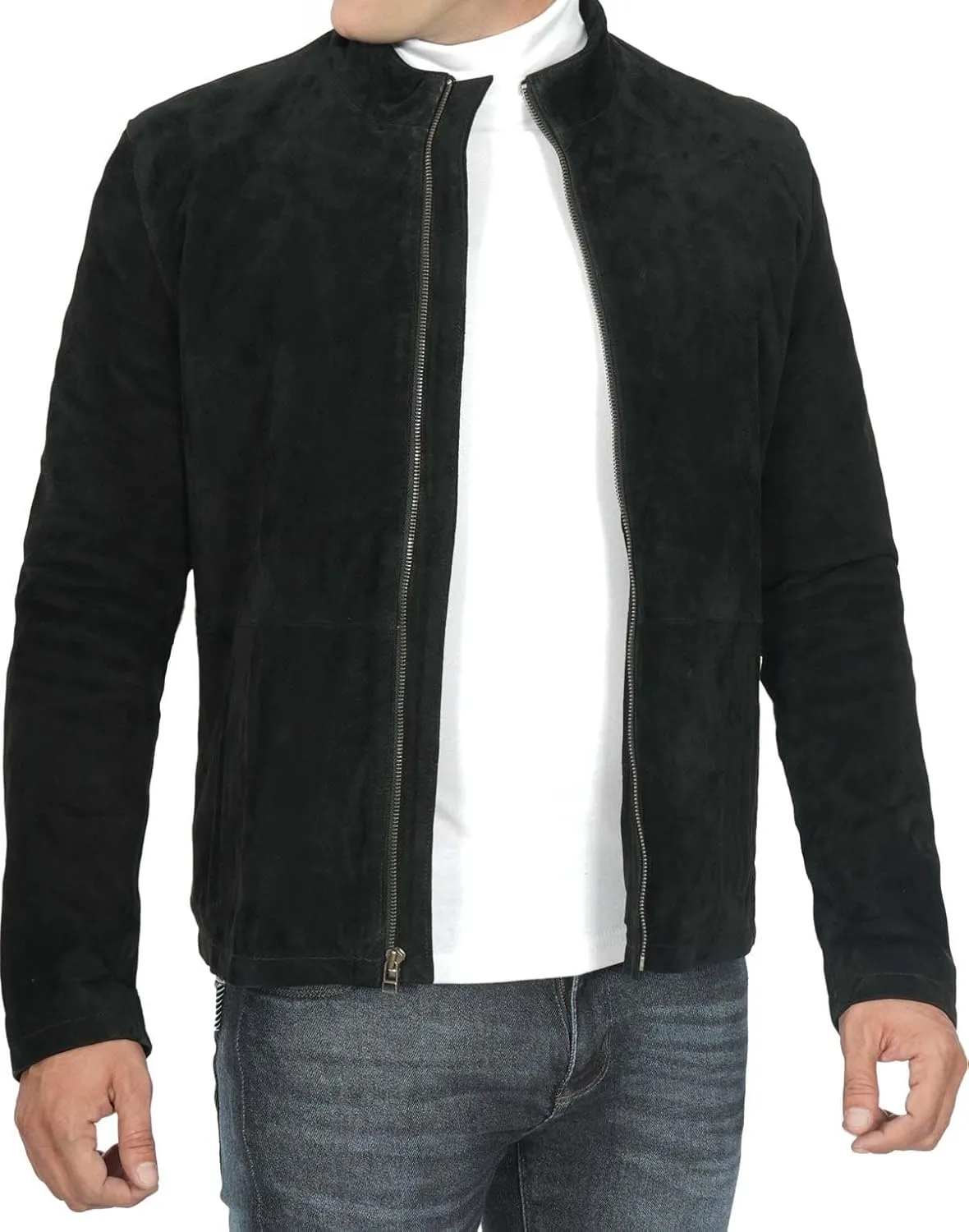 Decrum Suede Leather Jacket Men – Casual Real Lambskin Leather Jacket for Mens