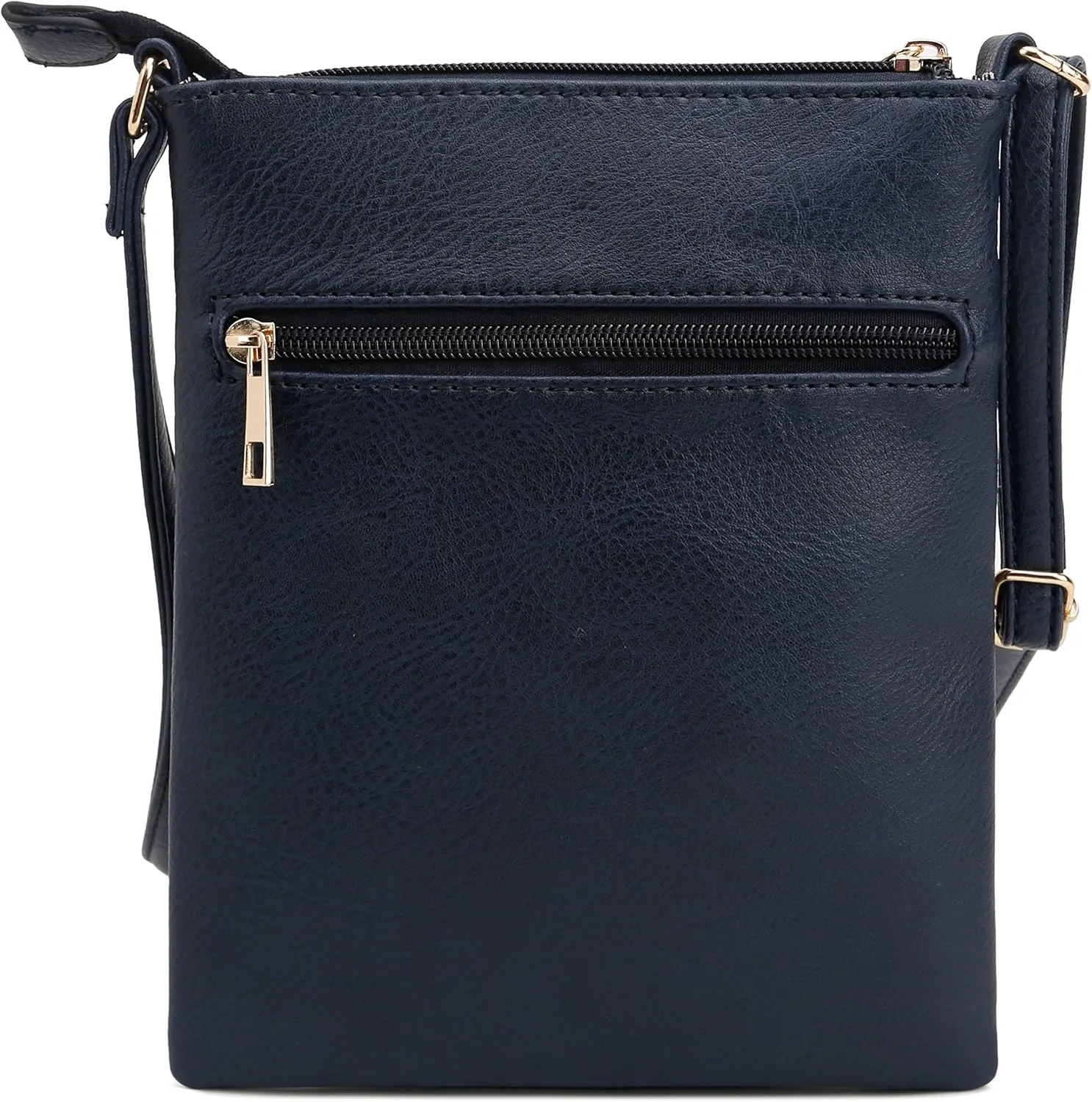 DELUXITY | Crossbody Purse Bag | Functional Multi Pocket Double Zipper Purse | Adjustable Strap | Medium Size Purse | Navy