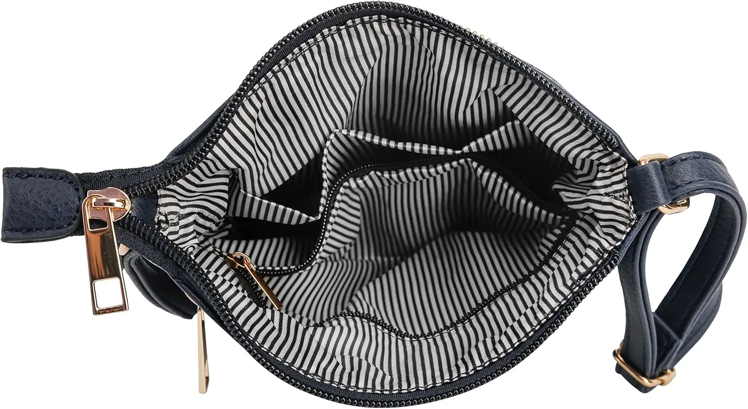 DELUXITY | Crossbody Purse Bag | Functional Multi Pocket Double Zipper Purse | Adjustable Strap | Medium Size Purse | Navy