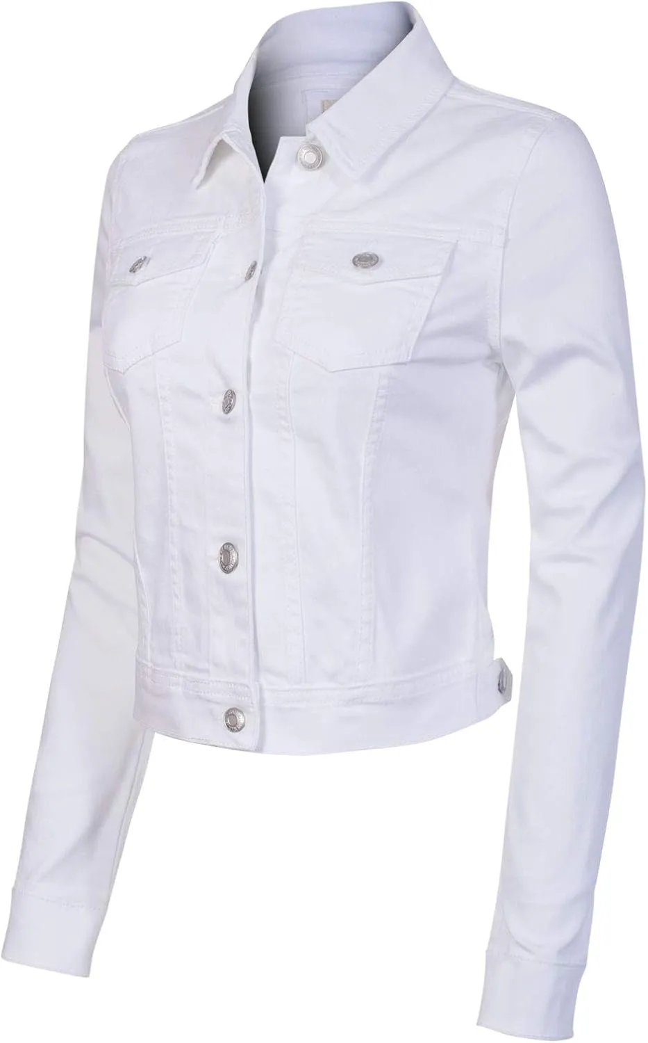 Design by Olivia Women's Classic/Destroyed Vintage Washed Long Sleeve Denim Jean Jacket