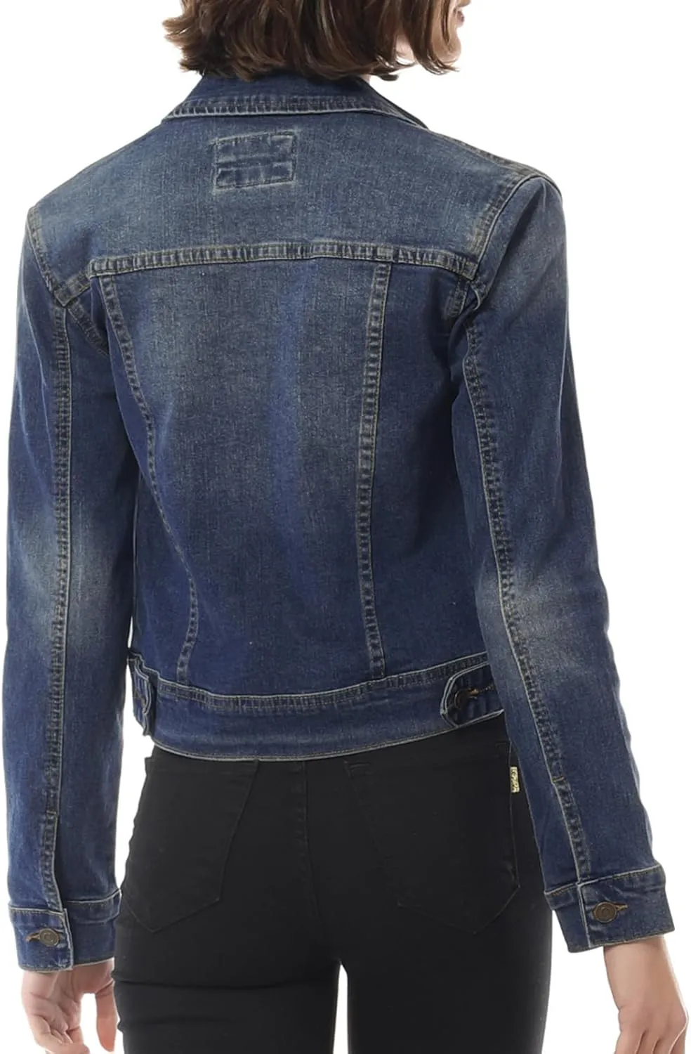 Design by Olivia Women's Classic/Destroyed Vintage Washed Long Sleeve Denim Jean Jacket