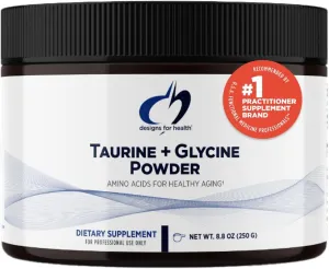 Designs for Health Taurine   Glycine Powder - Amino Acids for Healthy Aging - Supports Cellular, Metabolic & Heart Health - Non-GMO Unflavored Amino Acid Powder (250 g)