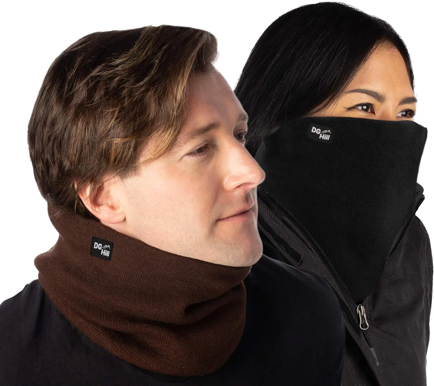 DG Hill Winter Neck Warmer - 2 Pack Face Mask Cold Weather - Neck Gaiter for Men Women Thick Thermal Fleece Lined Ski Outdoor