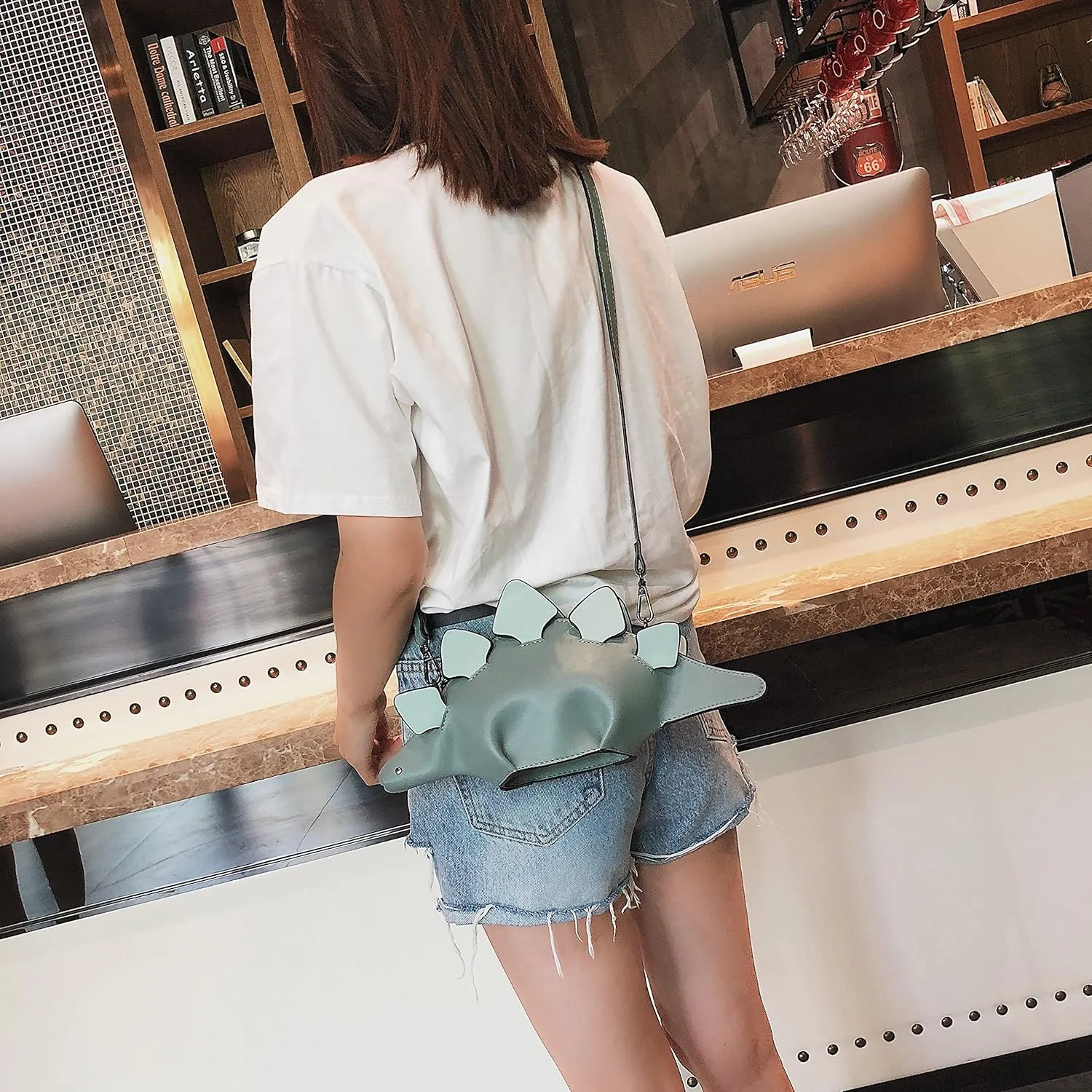 Dinosaur Shoulder Purses,PU Stegosaurus CrossBody Bag for Girl Women