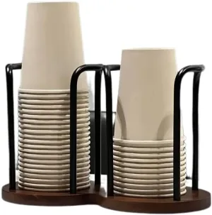 Disposable Cup Storage Holder Rack Shelf Water Tea Cups Wood Dispenser with Longer Stick Mug Display Stand Organizer Supplies