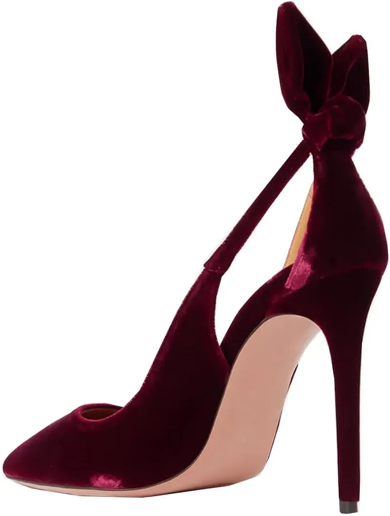 Divanne Pumps Shoes, Women High Heels Bow Tie Cutout Stiletto Pumps Pointy Toe Wedding Party Dress Shoes