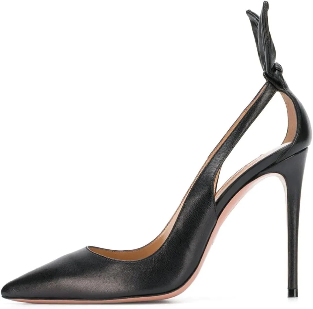 Divanne Pumps Shoes, Women High Heels Bow Tie Cutout Stiletto Pumps Pointy Toe Wedding Party Dress Shoes