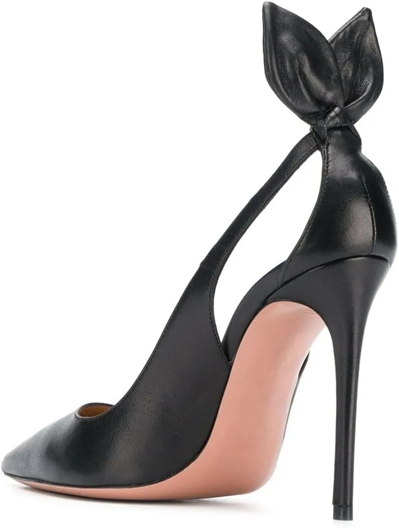 Divanne Pumps Shoes, Women High Heels Bow Tie Cutout Stiletto Pumps Pointy Toe Wedding Party Dress Shoes