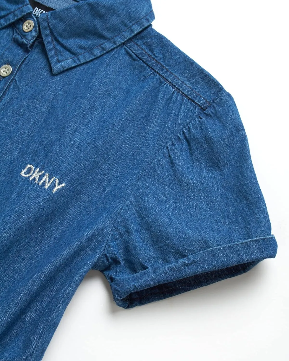 DKNY Girls’ Casual Dress - Button Down Denim Dress - Chambray Denim Jumper Jean Dress for Girls (7-16)