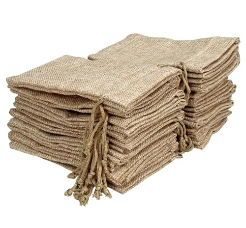 DMS RETAIL Drawstring Jute stylish Storage Potli Pouches Pack OF 25 PCS (10X14)