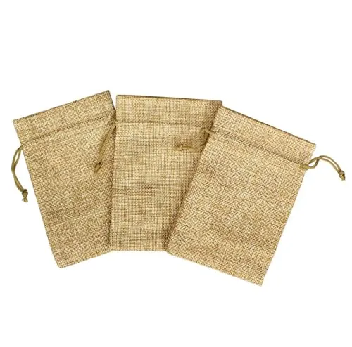 DMS RETAIL Drawstring Jute stylish Storage Potli Pouches Pack OF 25 PCS (10X14)