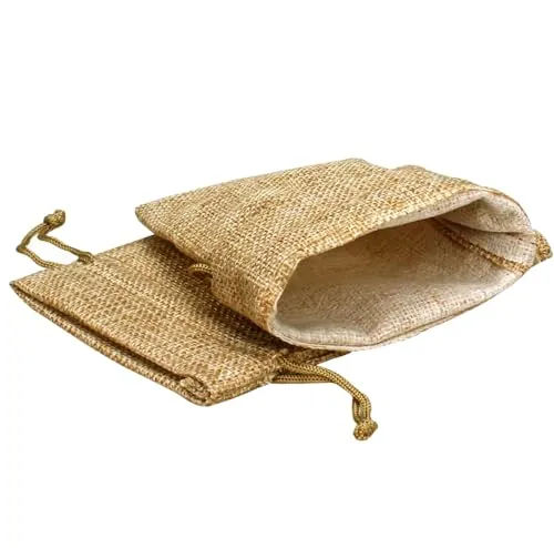 DMS RETAIL Drawstring Jute stylish Storage Potli Pouches Pack OF 25 PCS (10X14)