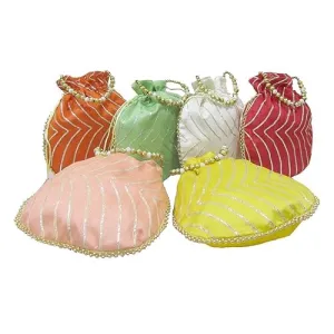 DMS RETAIL Potli Bags For Wedding Return Gifts For Women In Bulk, Ladies Return Gifts For Pooja Birthday Kitty Party Shagun Mehndi Sangeet Pack Of (Pack Of 6)
