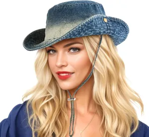 DOCILA Demin Bucket Hats for Women Men Blue Jean Western Fisherman Hats Packable Cowboy Style Outdoor Sun Hats