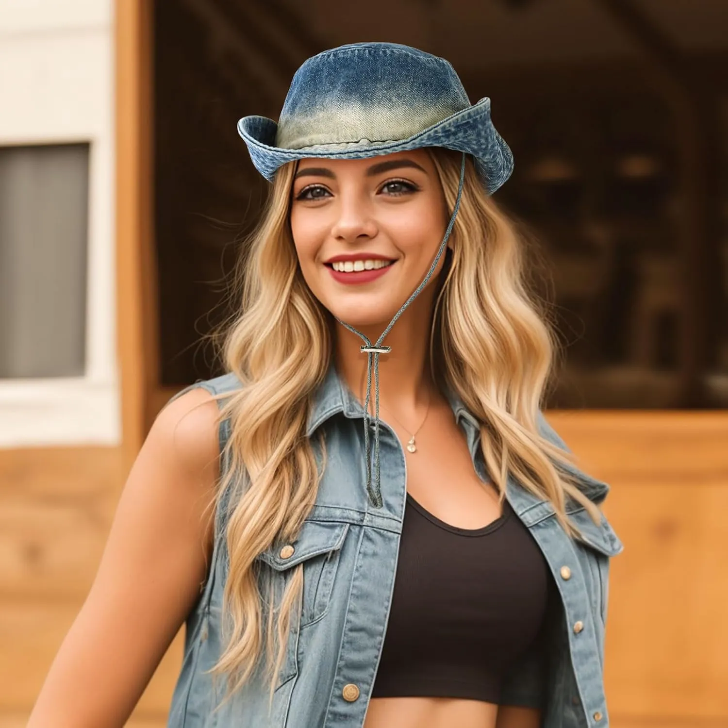 DOCILA Demin Bucket Hats for Women Men Blue Jean Western Fisherman Hats Packable Cowboy Style Outdoor Sun Hats
