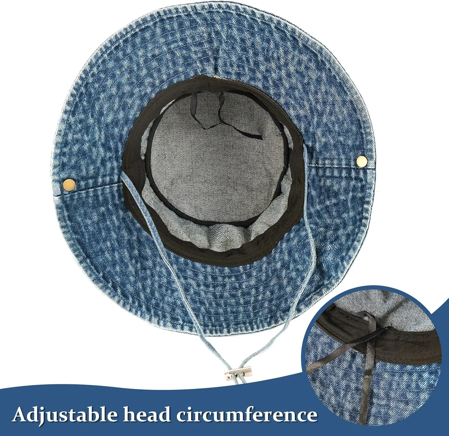 DOCILA Demin Bucket Hats for Women Men Blue Jean Western Fisherman Hats Packable Cowboy Style Outdoor Sun Hats