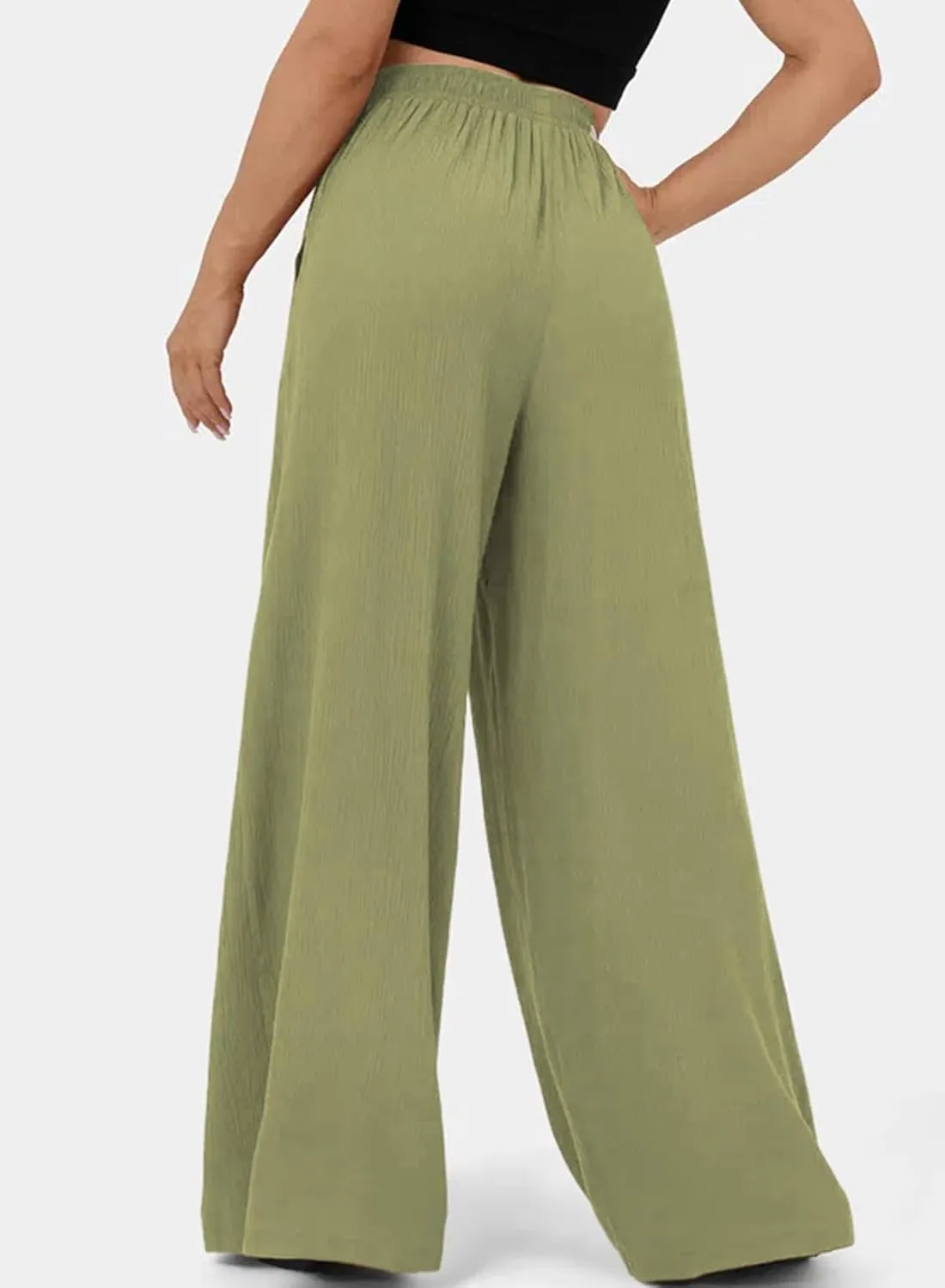 Dokotoo Womens High Waist Wide Leg Pants Flowy Casual Loose Spring Summer Solid Trousers with Pocket
