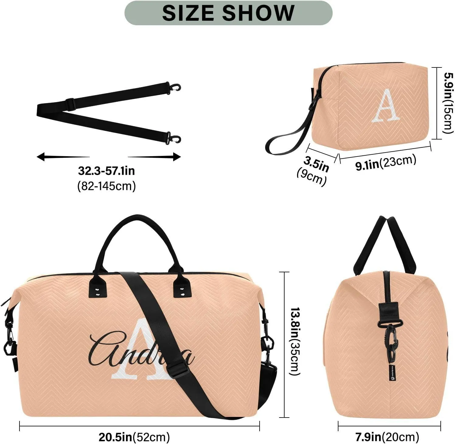 DOMIKING Color Personalized Duffel Bag Weekender Overnight Bags for Women Men Custom Travel Bag for Travel, 2 Pcs