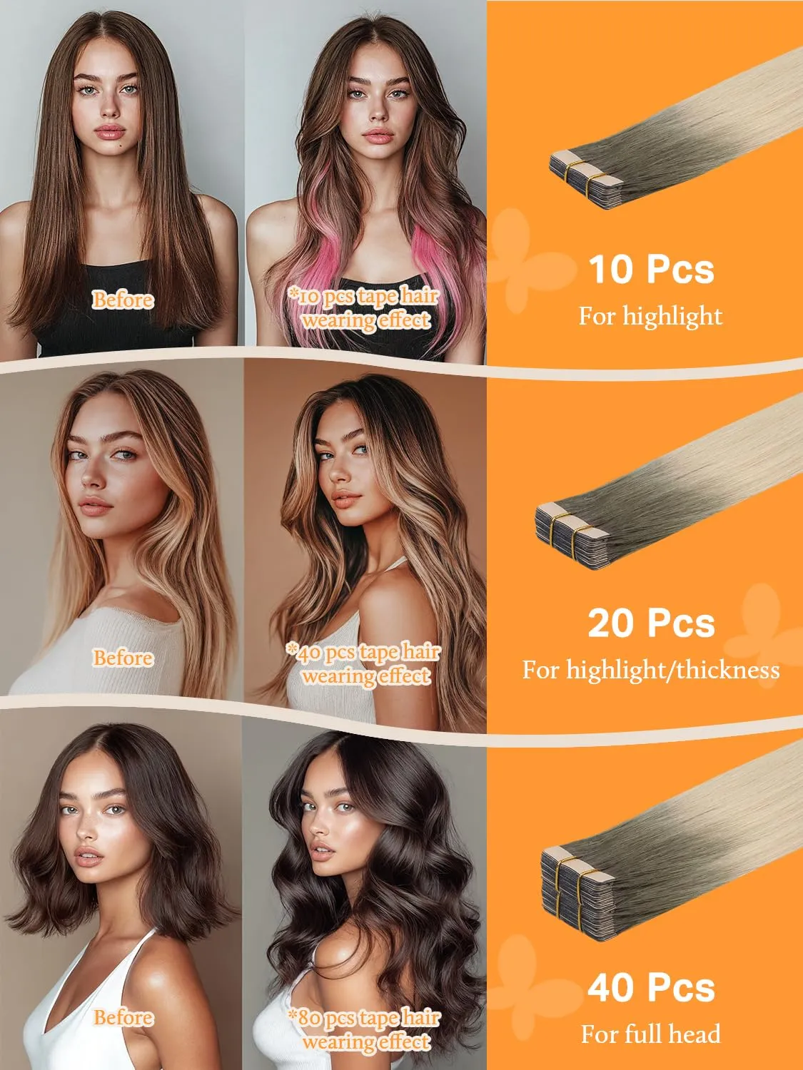 DOORES Tape in Balayage Light Ash Brown to Ash Blonde 20 Inch 10pcs 30g Human Hair Extensions Real Human Hair Straight Skin Weft