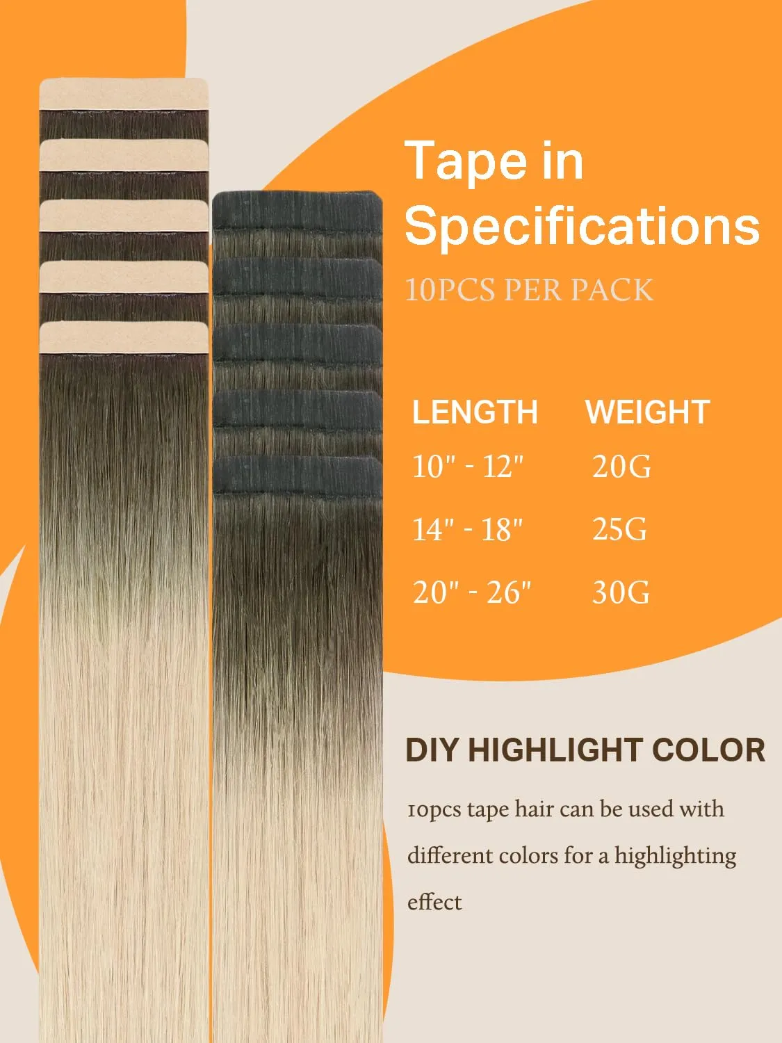 DOORES Tape in Balayage Light Ash Brown to Ash Blonde 20 Inch 10pcs 30g Human Hair Extensions Real Human Hair Straight Skin Weft
