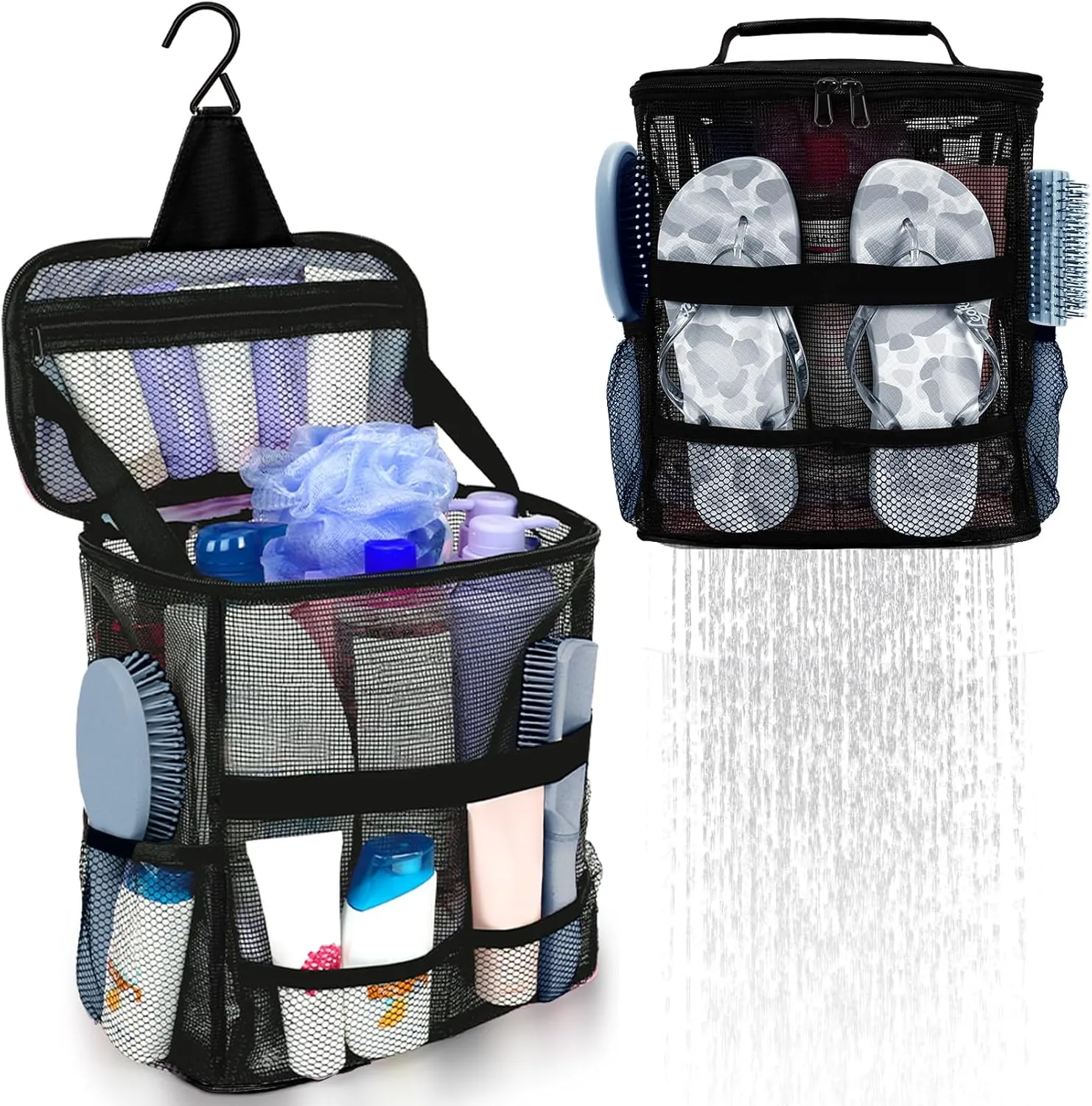 Dorm Room Essentials for College Students Girls Boys Guys, Large Capacity Mesh Shower Caddy Portable with Hanging Hook, Quick Dry Shower Bag for Camping, Beach Essentials, Birthday Gifts for Women Men