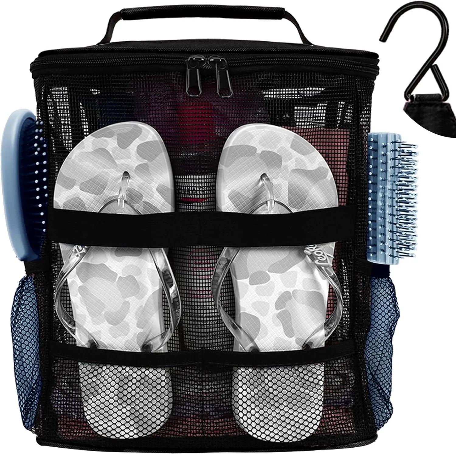 Dorm Room Essentials for College Students Girls Boys Guys, Large Capacity Mesh Shower Caddy Portable with Hanging Hook, Quick Dry Shower Bag for Camping, Beach Essentials, Birthday Gifts for Women Men