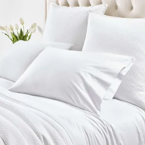 Dottie Embroidered White Sheet Set, Queen Size, White Solid Pattern