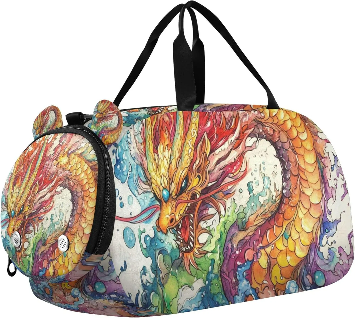 Dragon Multiple Colors Sports Duffle Bag for Kids Girls Boys, Gym Bag with Shoe Compartments, Kids Travel Overnight Weekender Shoulder Bag