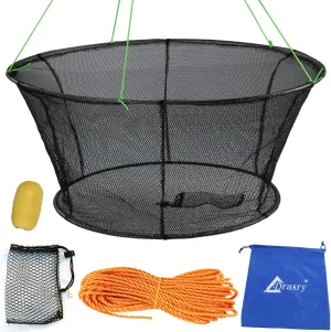 Drasry Foldable Fishing Net, Landing Fishing Pier Nets Drop Net for Crayfish Crab Bait Minnow Shrimp Crawdad Lobsters Portable Bridge Fishing Net with Rope