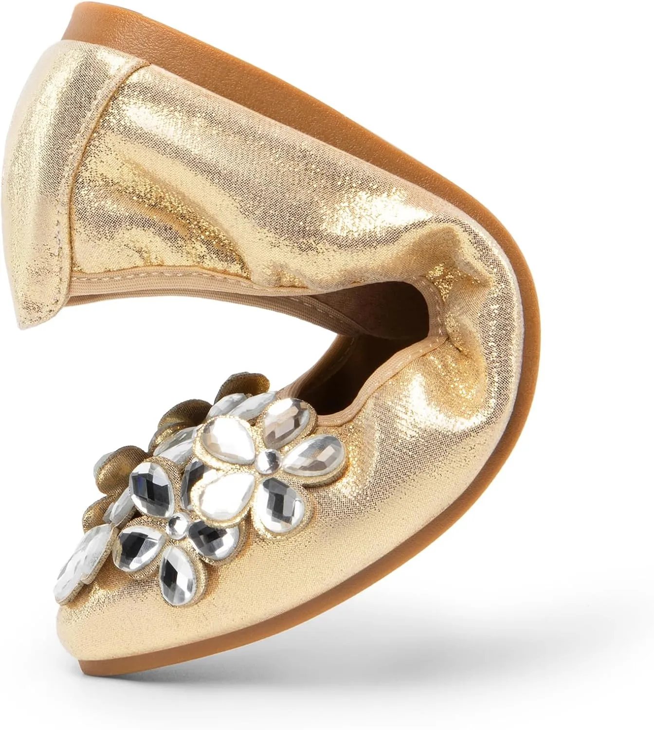 DREAM PAIRS Ballet Flats Shoes for Women, Women's Pointed Toe Rhinestone Sparkly Foldable Flats, Comfortable Shoes for Women Dressy Wedding Party Work Drive