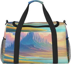 Dreamy Horizons Print Travel Duffel Bag for Men & Women, Foldable Travel Bags and Spacious Weekender Tote Bag for Storage Toiletry Luggage Personal Item