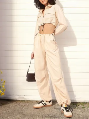 DressBerry Street Smart Styles Crop Shirt & Parachute Pants Co-Ords