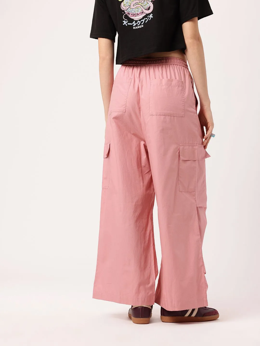 DressBerry Women Indie Street, Rose-Hued Cool Cargo Trousers