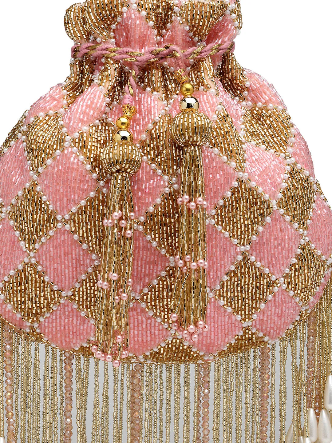 Droop Diamond Embellished Velvet Potli