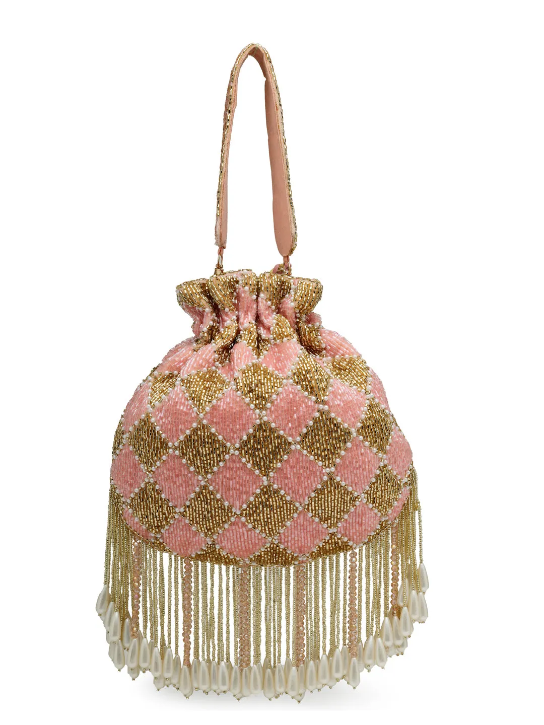 Droop Diamond Embellished Velvet Potli