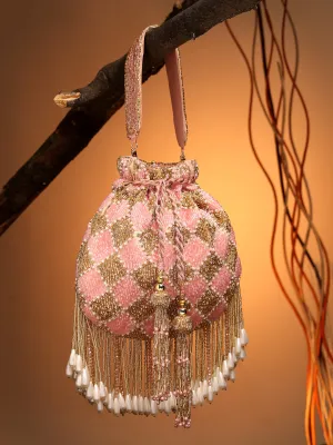 Droop Diamond Embellished Velvet Potli