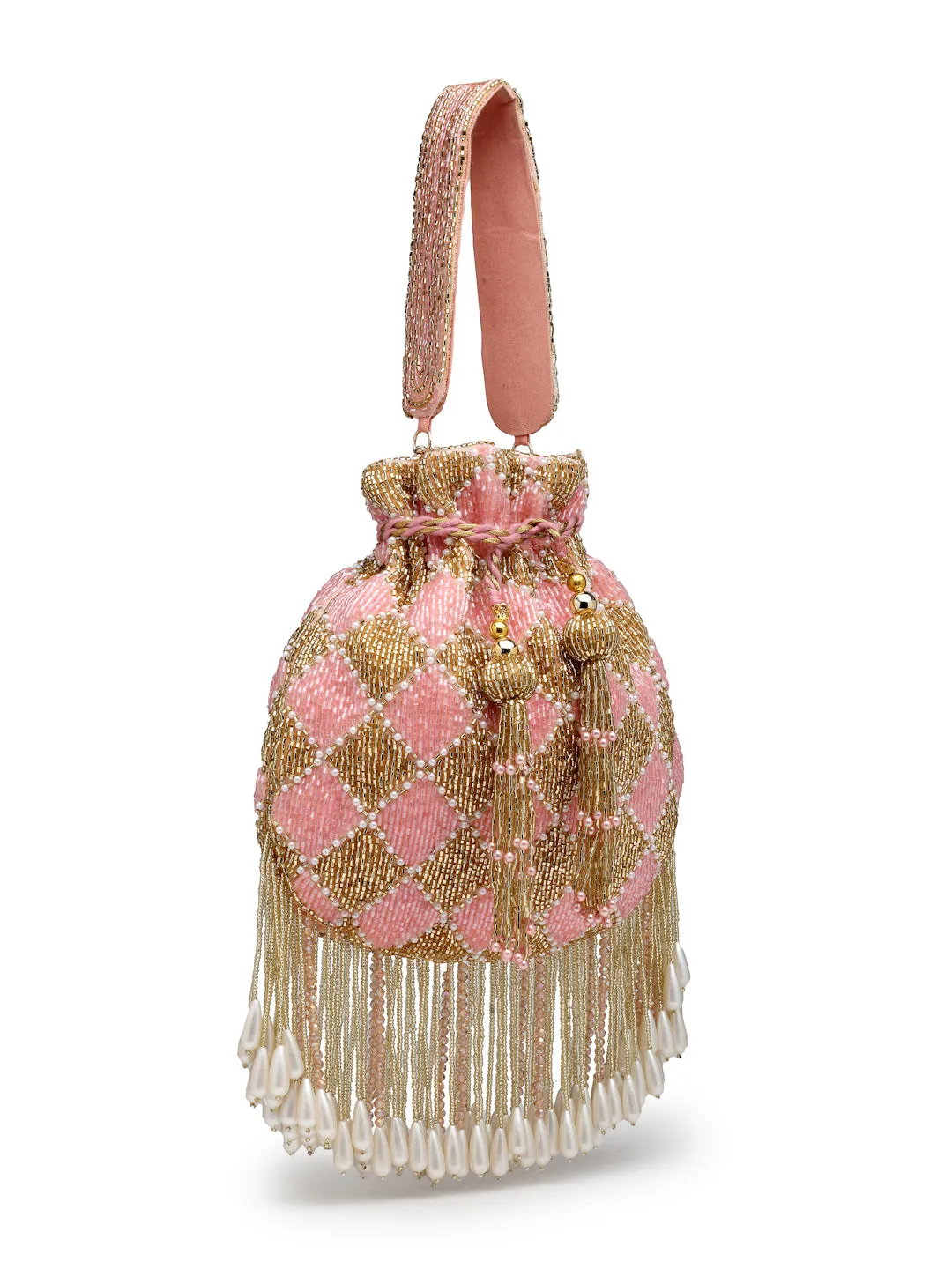 Droop Diamond Embellished Velvet Potli