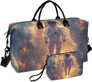 Duffel Bag for Traveling, Astronaut Nebula Gym Bags with Multiple Interior Pockets for Women Men Toiletry Purse Included 20.5”x 1.9” x 13.8”